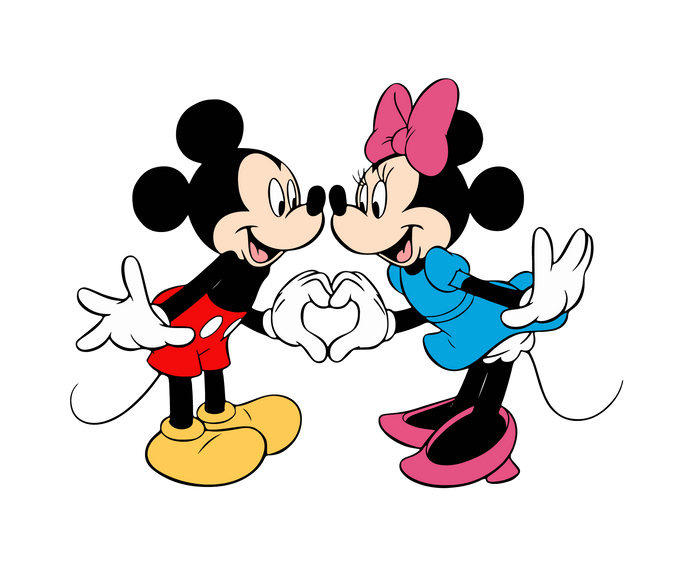 Mickey and Minnie Mouse Valentine's Day Design pressed on a garment