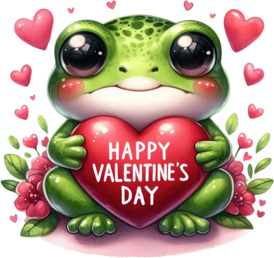 Happy Valentine's Day Frog Design - DTF Ready To Press - DTF Dallas 