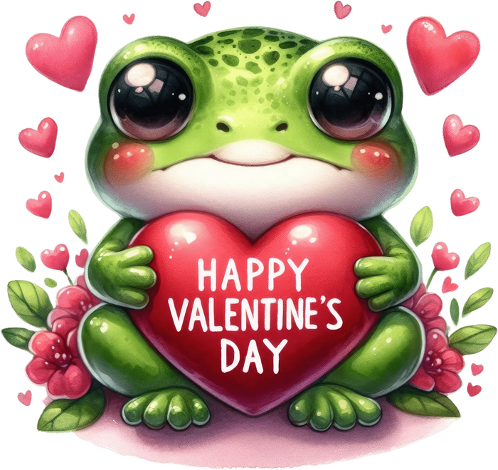 Happy Valentine's Day Frog Design pressed on a garment