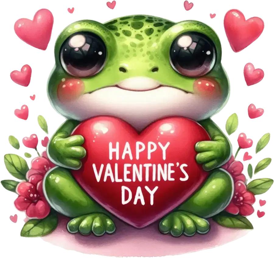 Happy Valentine's Day Frog Design - DTF Ready To Press