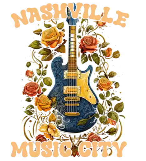 Nashville Music City Western Design pressed on a garment