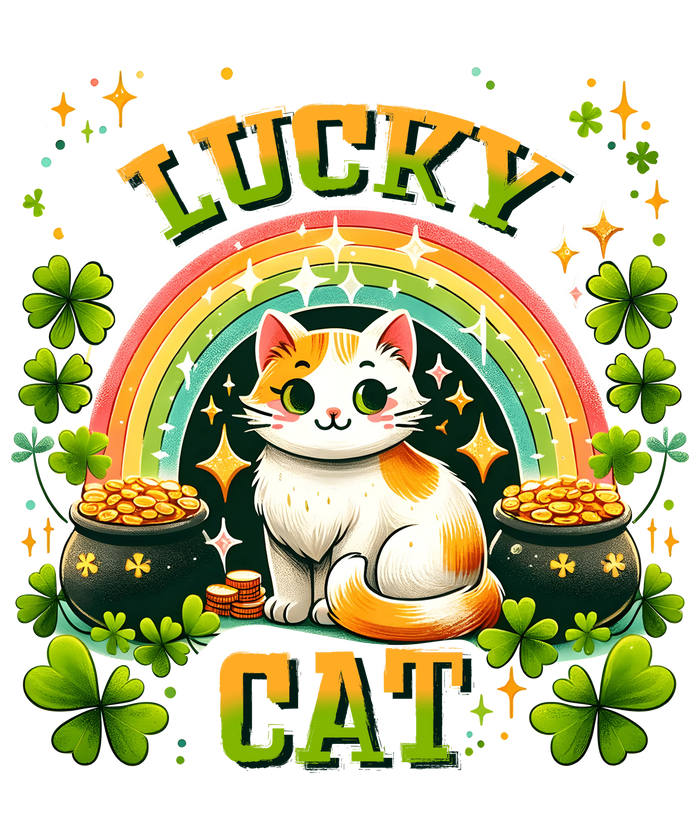 Cute Lucky Cat St. Patrick's Day Design pressed on a garment