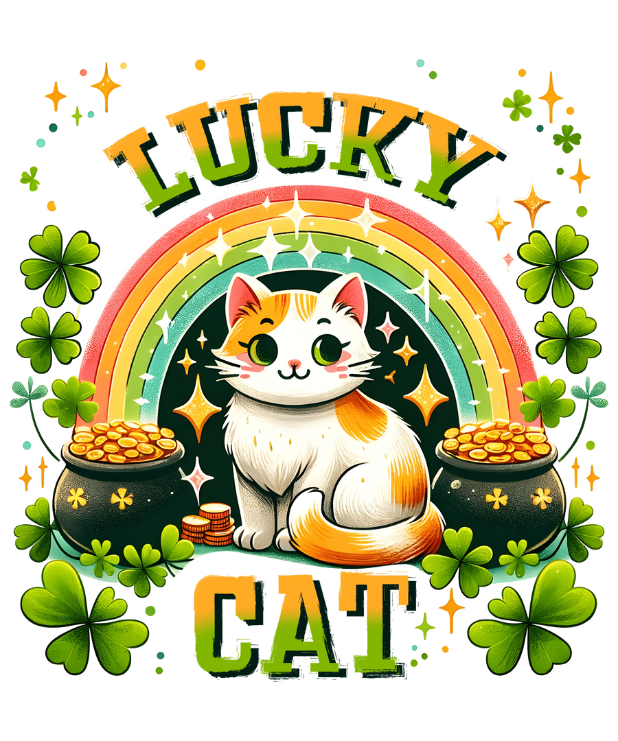 Cute Lucky Cat St. Patrick's Day Design | DTF Dallas