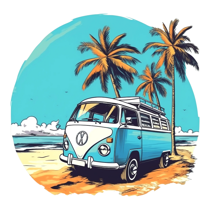Retro Beach Trip Design pressed on a garment