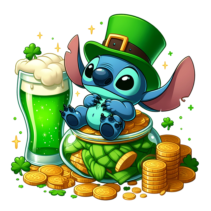 Lilo and Stitch Saint Patrick's Beer Lover pressed on a garment