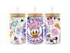 UV DTF 16 Oz Libbey Glass Cup Wrap -  Disney Mickey Mouse Daisy Duck Starbucks