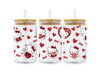 UV DTF 16 Oz Libbey Glass Cup Wrap -  Valentine's Day Hello Kitty