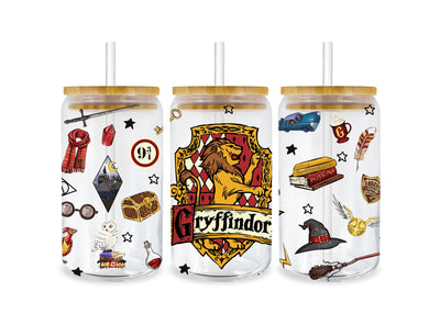 UV DTF 16 oz Libbey Glass Cup Wrap Gryffindor | DTF Dallas - DTF Dallas 