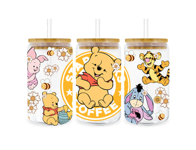 Winnie the Pooh and Friends Glass Cup Wrap V1 | DTF Dallas - DTF Dallas 