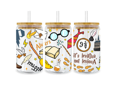 Harry Potter Hogwarts Muggle Glass Cup Wrap V1 | DTF Dallas - DTF Dallas 