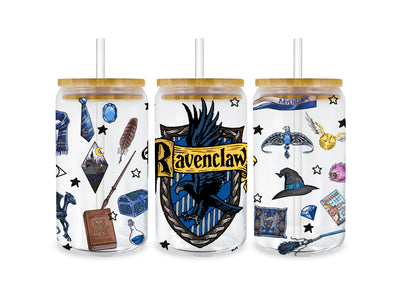 UV DTF 16 oz Libbey Glass Cup Wrap: Ravenclaw | DTF Dallas - DTF Dallas 