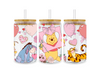 UV DTF 16 Oz Libbey Glass Cup Wrap - Disney Winnie The Pooh Tigger Eeyore Valentine's Day