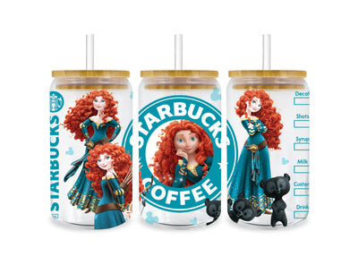 Brave Merida Glass Cup Wrap V1 | DTF Dallas - DTF Dallas 