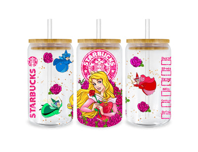 Sleeping Beauty Glass Cup Wrap V1 | DTF Dallas - DTF Dallas 