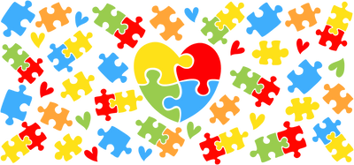 Autism Awareness 16 oz Libbey Glass Cup Wrap | DTF Dallas - DTF Dallas 