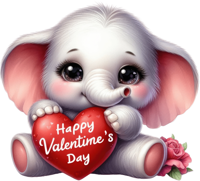 Happy Valentine's Day Elephant Design pressed on a garment