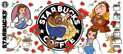 UV DTF 16 oz Libbey Cup Disney Princess Belle 1 | DTF Dallas - DTF Dallas 