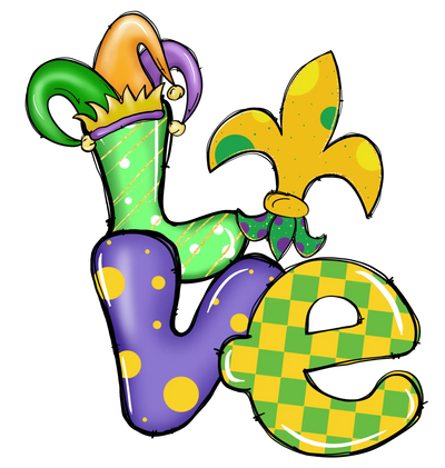 Mardi Gras Love DTF Design - Ready to Press | DTF Dallas - DTF Dallas 
