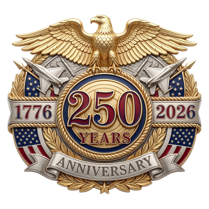 250 Years Anniversary USA Eagle Badge Design pressed on a garment