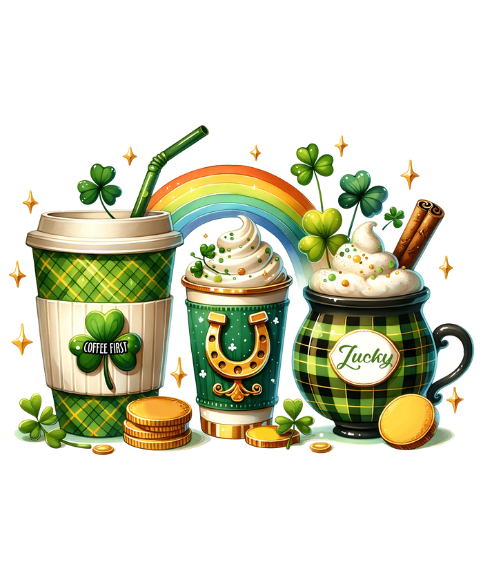 St. Patrick's Day Coffee Lover Design pressed on a garment