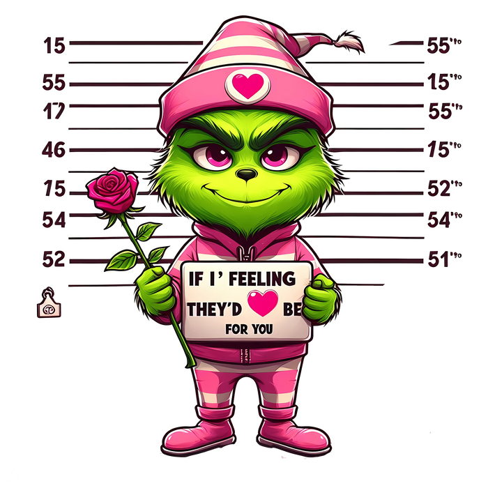 Grinch If I Feelings They'd Be for You Design pressed on a garment