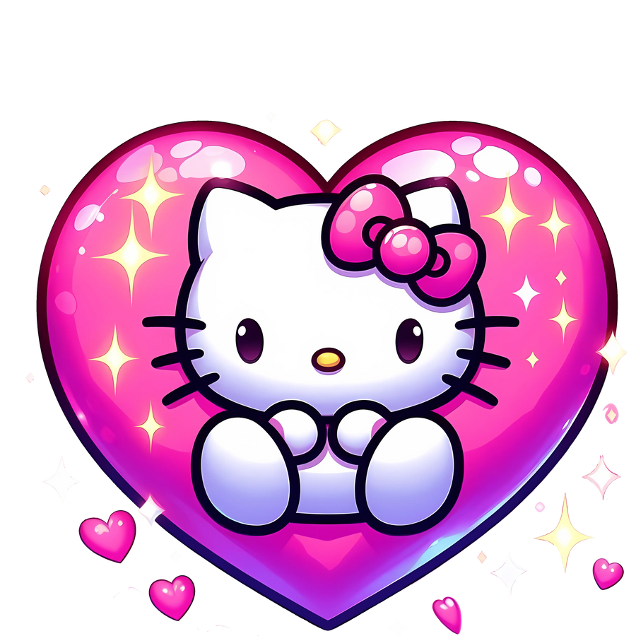 Valentine's Day Hello Kitty Design - DTF Ready To Press