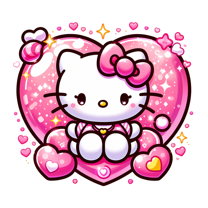 Princess Hello Kitty Valentine's Day Design pressed on a garment