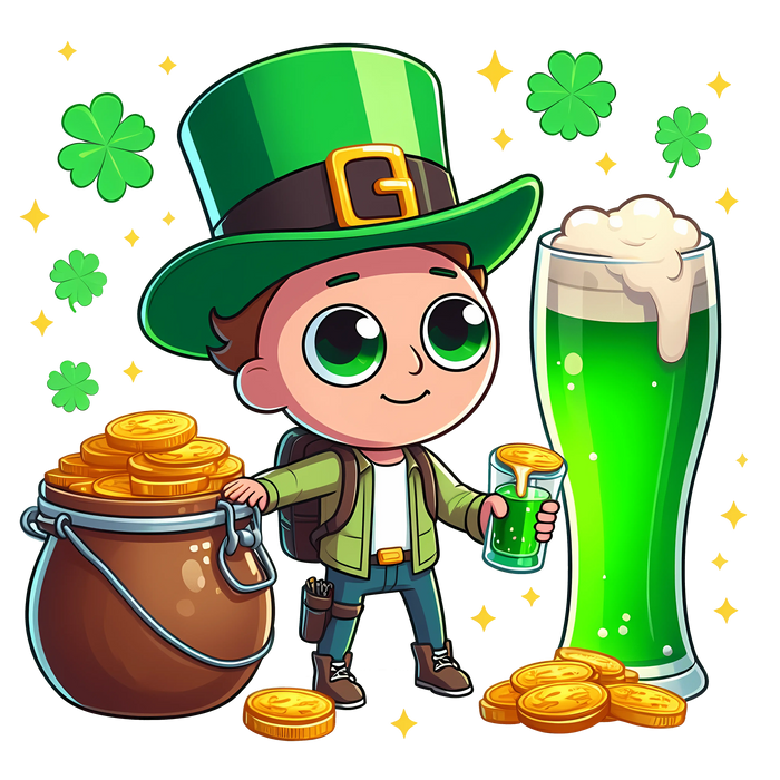 Morty Beer Drink Saint Patrick's Design pressed on a garment