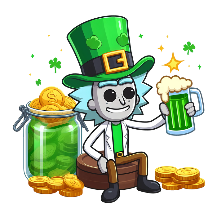 Rick Drinking Beer St Patrick's Day Design pressed on a garment