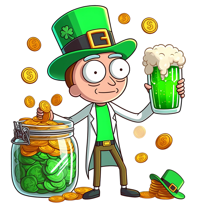 Rick and Morty Saint Patrick's Day Design pressed on a garment