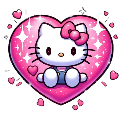Hello Kitty Pink Heart Design - DTF Ready To Press - DTF Dallas 