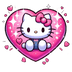 Hello Kitty Pink Heart Design - DTF Ready To Press