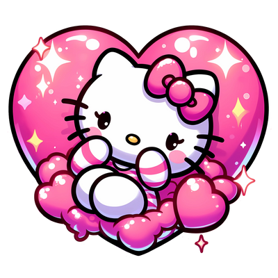 Cute Hello Kitty - Valentine's Day Heart Design | DTF Dallas - DTF Dallas 
