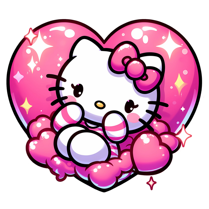 Cute Hello Kitty Valentine's Day Heart Design pressed on a garment