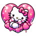 Cute Hello Kitty Valentine's Day Heart Design - DTF Ready To Press