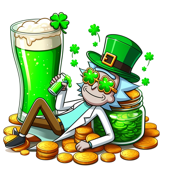 Rick St Patrick's Day Beer Design pressed on a garment
