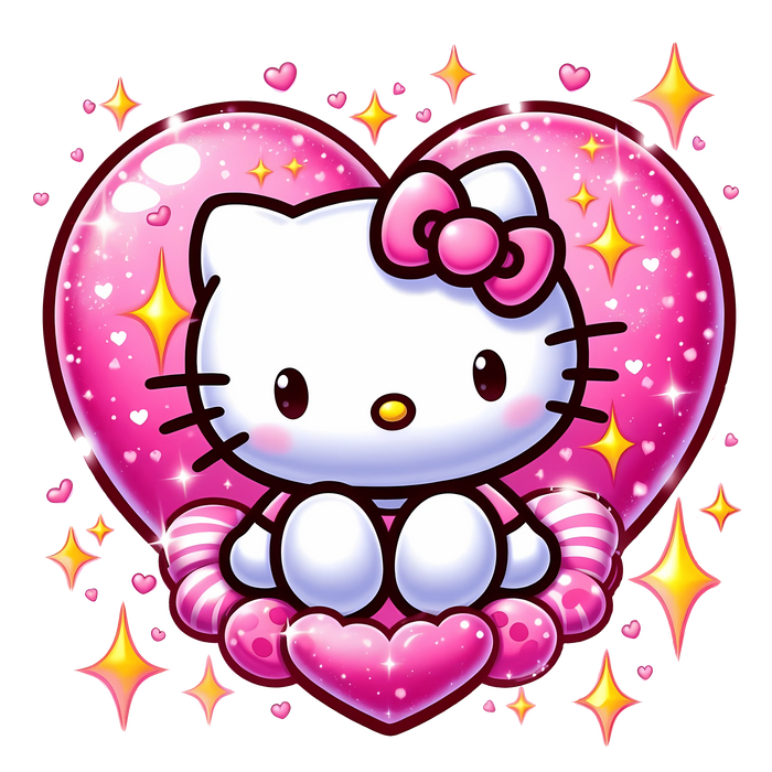 Princess Hello Kitty Couple Heart Design pressed on a garment