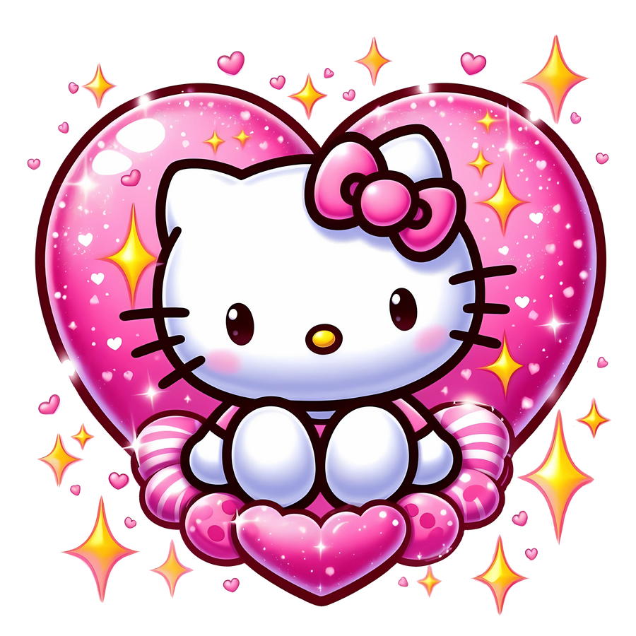 Princess Hello Kitty Couple Heart Design | DTF Dallas