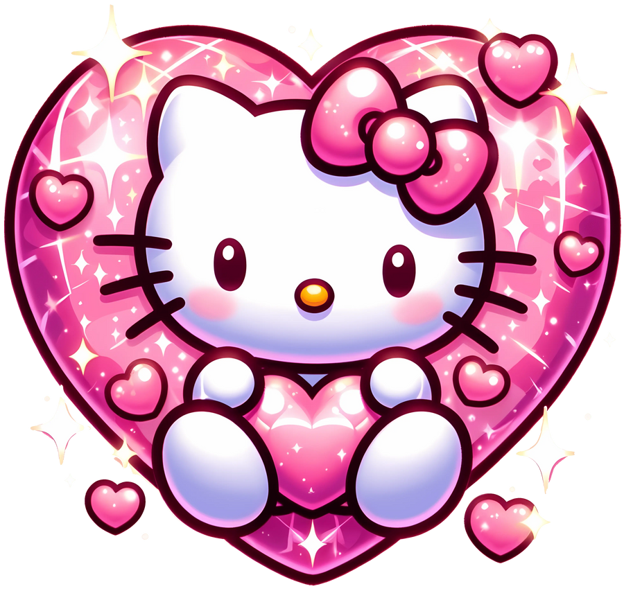 Hello Kitty Valentine Heart Design - DTF Ready To Press
