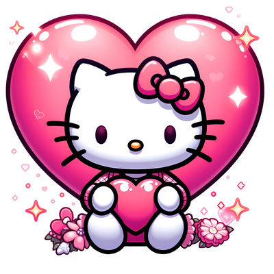 Hello Kitty Lover Heart Design - DTF Ready To Press - DTF Dallas 
