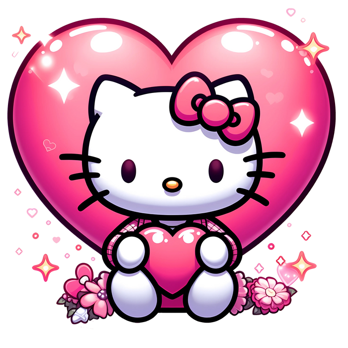 Hello Kitty Lover Heart Design pressed on a garment