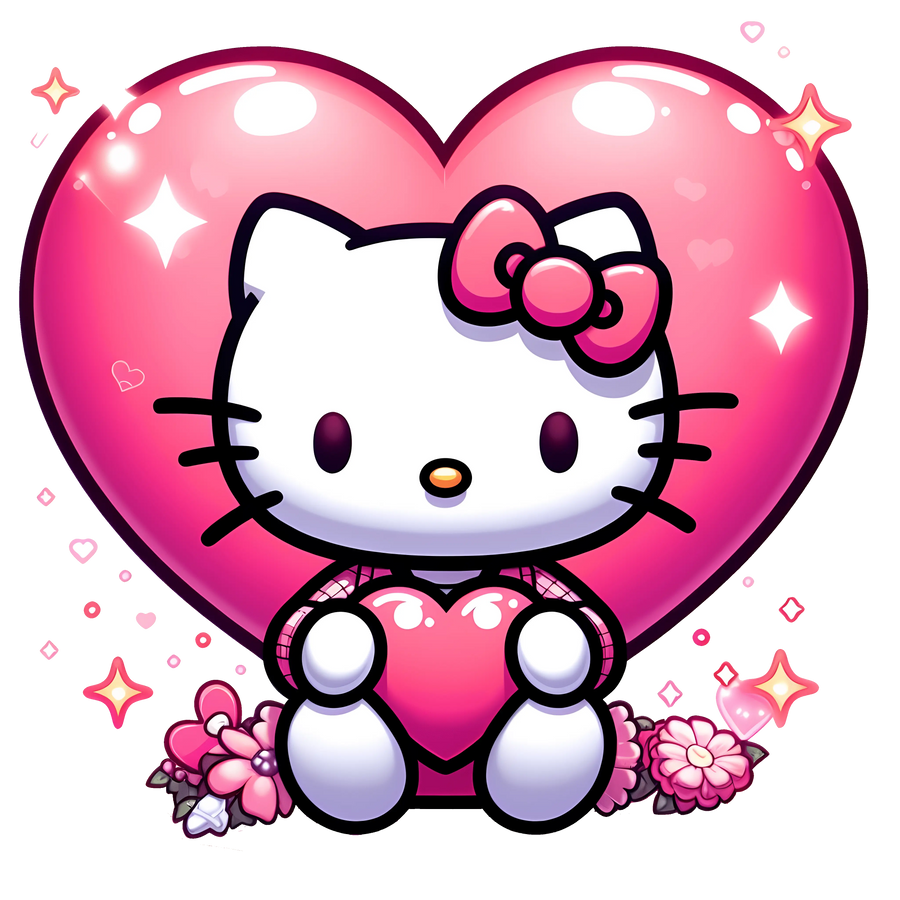 Hello Kitty Lover Heart Design - DTF Ready To Press