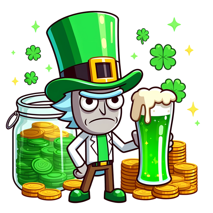 Rick and Beer Saint Patrick's Day Design pressed on a garment
