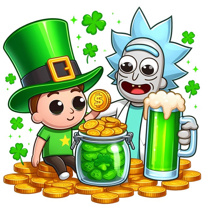 Rick and Morty Saint Patrick's Day Design pressed on a garment