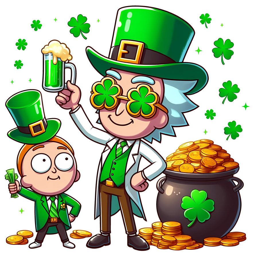 Rick and Morty Lucky Day Saint Patrick's Design | DTF Dallas