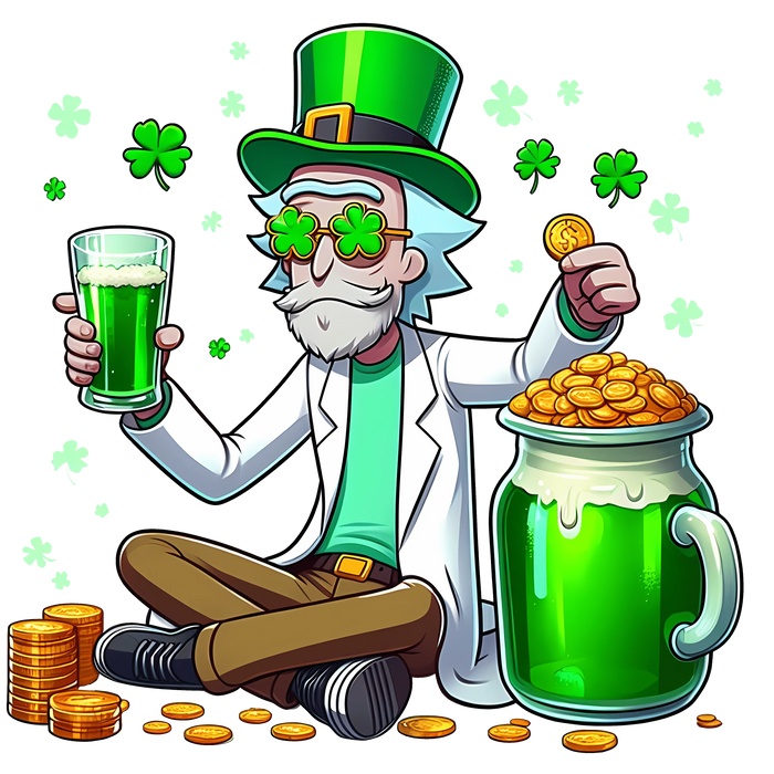 Rick Sanchez Beer St Patrick's Day Design pressed on a garment