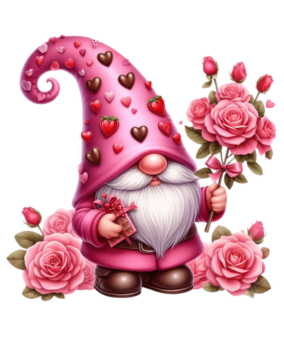Gnome Rose and Chocolate Valentine's Design | DTF Dallas - DTF Dallas 