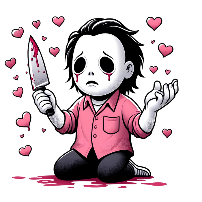 Michael Myers Valentine's Day Heart Design pressed on a garment