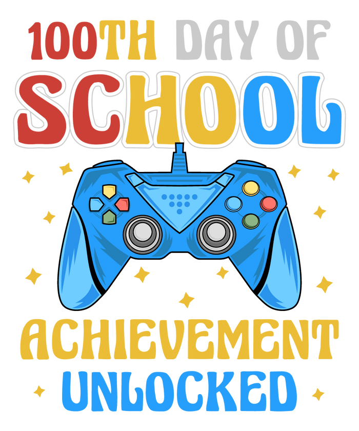 100 Days of School Achievement Unlocked Design pressed on a garment