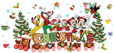 UV DTF 16 Oz Libbey Glass Cup Wrap - Christmas Disney - DTF Dallas 